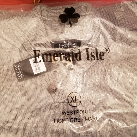 NWT Emerald Isle Mens Gray Aran Sweater, Size XL - Picture 3 of 6